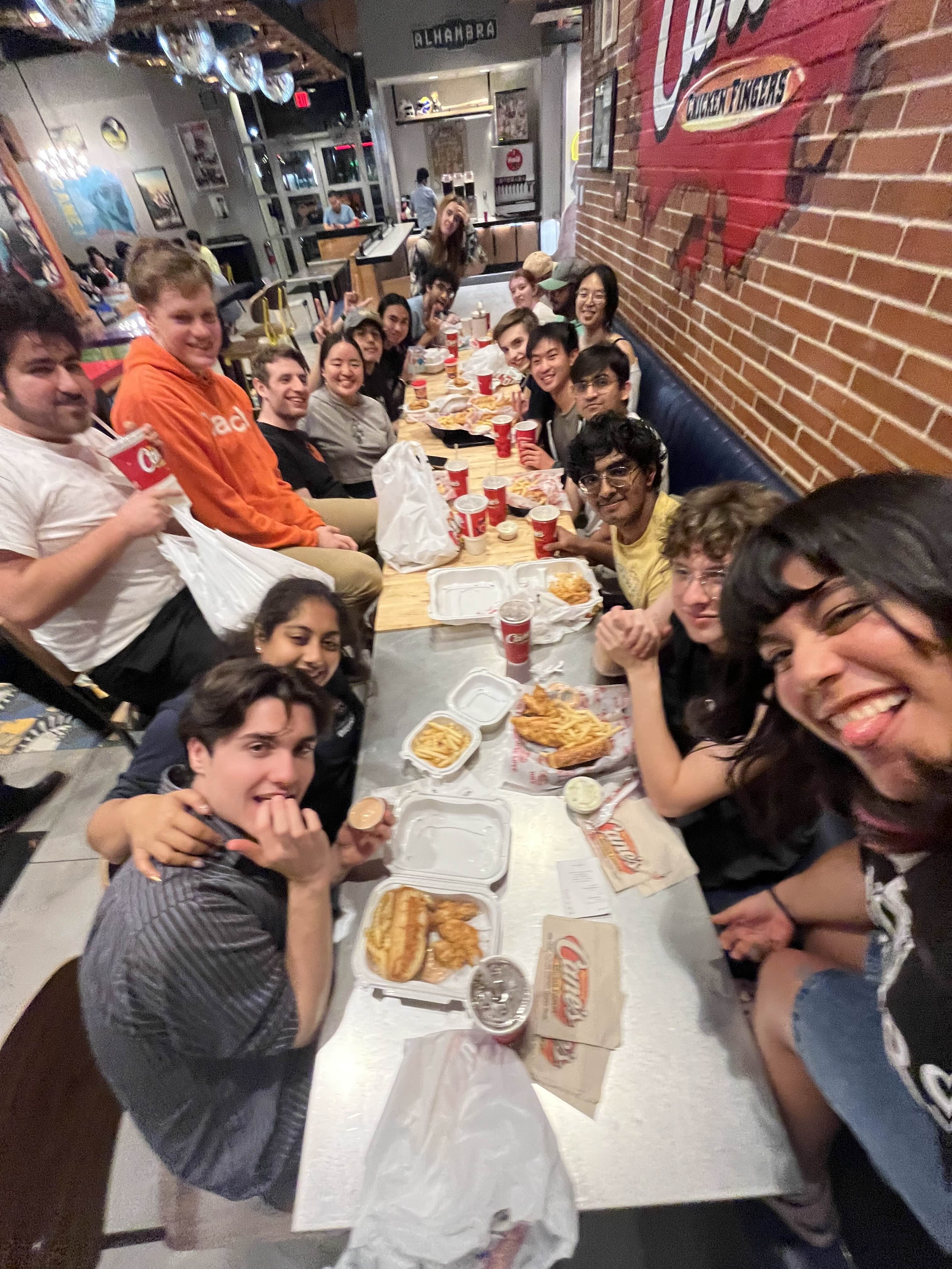 celebratory dinner at the end of interhovse construction
